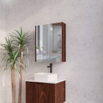 Brown Oak Fluted Mirror Cabinet 600